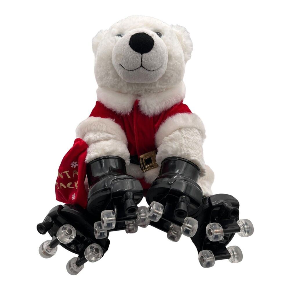 Build‎ A Bear 2013 Plush White 12" Polar Bear W Santa Outfit, Bag, Roller Skate